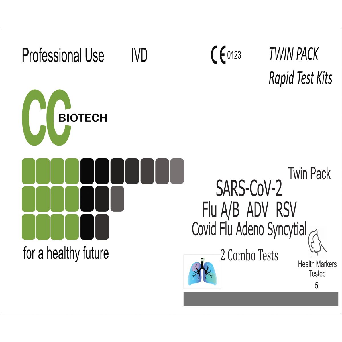 Covid SARS CoV-2, Flu A/B, ADV, RSV, 4 combo Rapid Test Kit (Colloidal ...