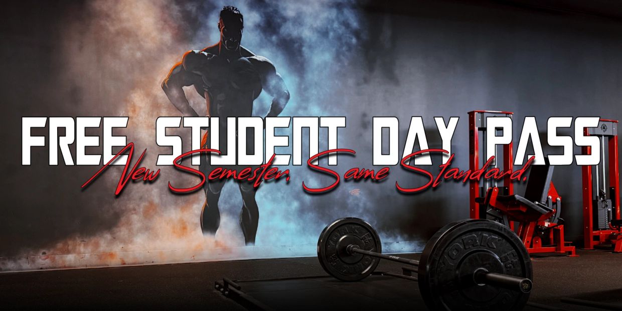 Free student day pass promotion at a gym.