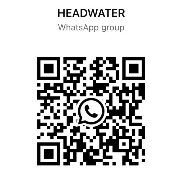 QR code for joining the HEADWATER WhatsApp group.