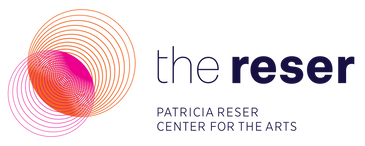 Logo of The Reser Patricia Reser Center for the Arts with colorful intersecting circles.
