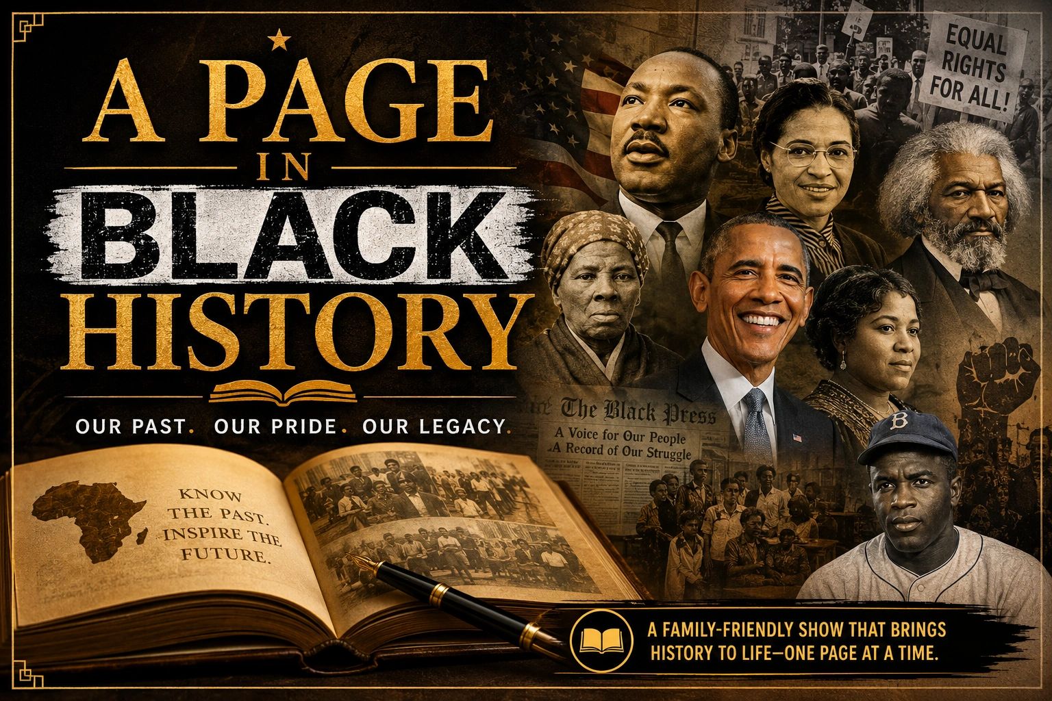 A collage honoring Black history and leaders.