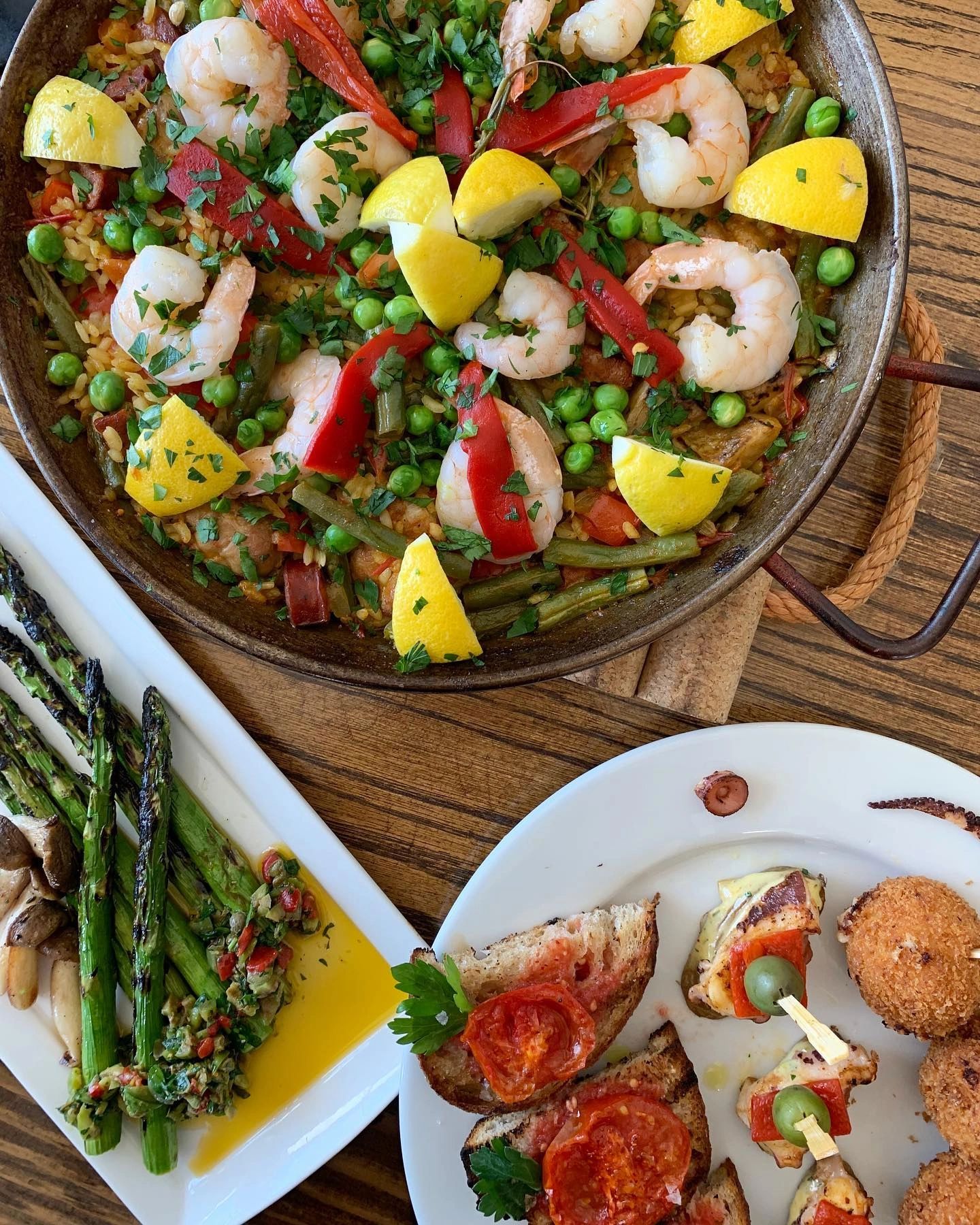 Spanish paella and tapas. Part of our team building cooking experience at Hands On Gourmet