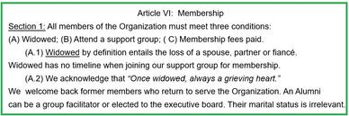 By-Laws define Widowed Membership