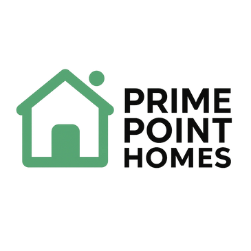Logo for Prime Point Homes with a green house icon and black text.