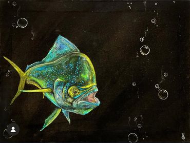 the dark mahi - original 16x20 acrylic on stretched black velvet - $250