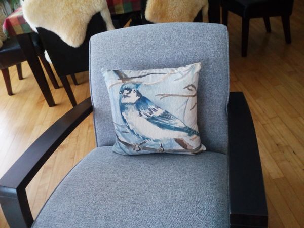 Blue Jay Cotton Pillow $65.00 .