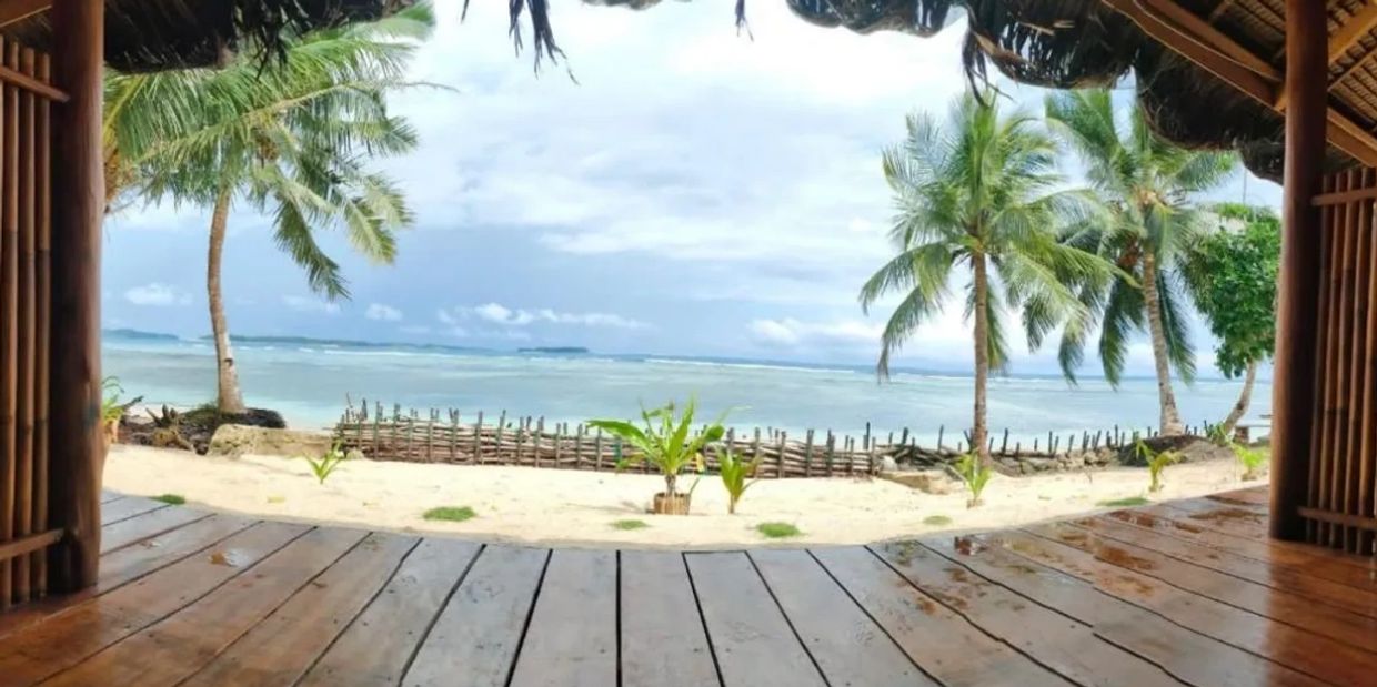 Looking out at the Mentawai beach and ocean from the Mentawai Surf Lodge.