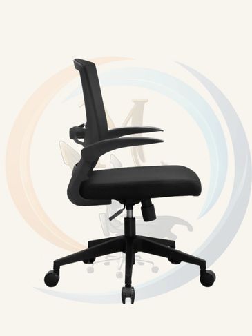 Silla de oficina ergonómica negra vista de perfil.