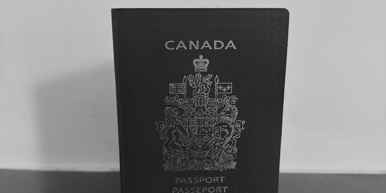 Close-up of a Canadian passport cover.