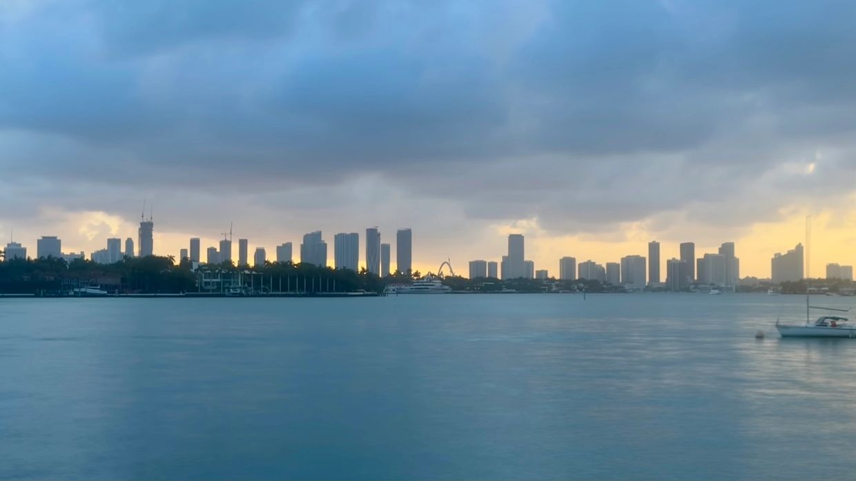 Before Dusk skyline view of Downtown Miami and Edgewater