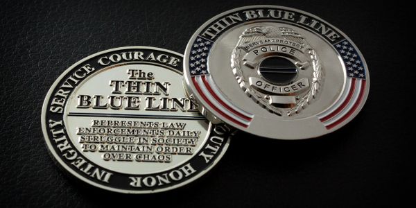 Thin Blue Line Coin - Engravable