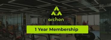 Gym interior with Archon logo and 1 Year Membership banner.