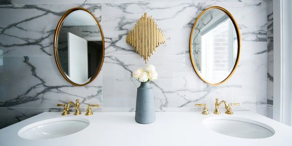 double sink with brass fixtures GSO Plumbing Victoria B.C.