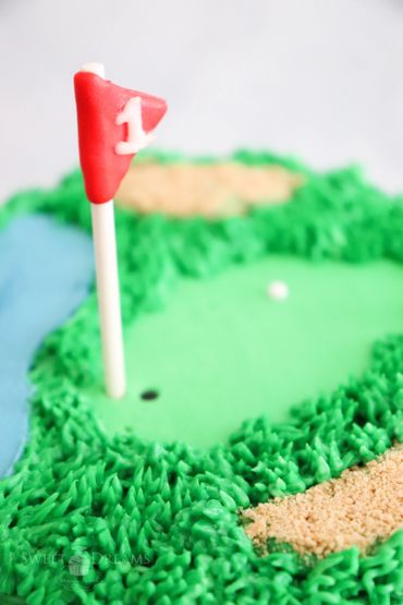 Close-up of Golfing Themed 1st Birthday Cake 