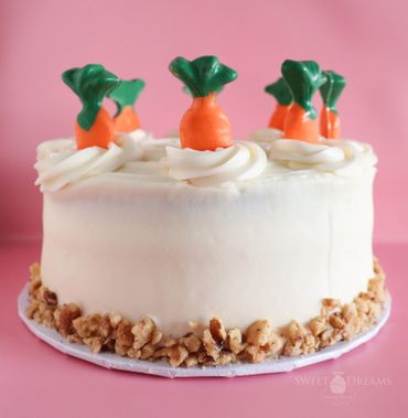 Carrot Cake with Toasted Walnuts and Chocolate Carrots