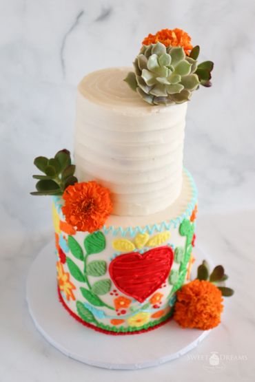 Mexican Embroidery Wedding Cake