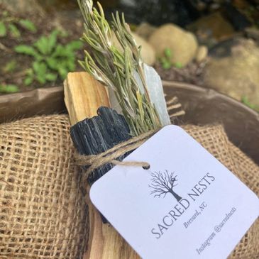 Brazilian Black Tourmaline / Palo Santo / Selenite / Dried Rosemary