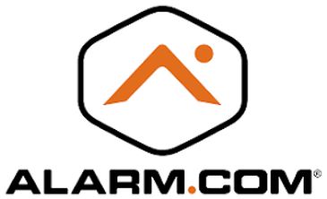 Alarm.com logo with orange and black colors.