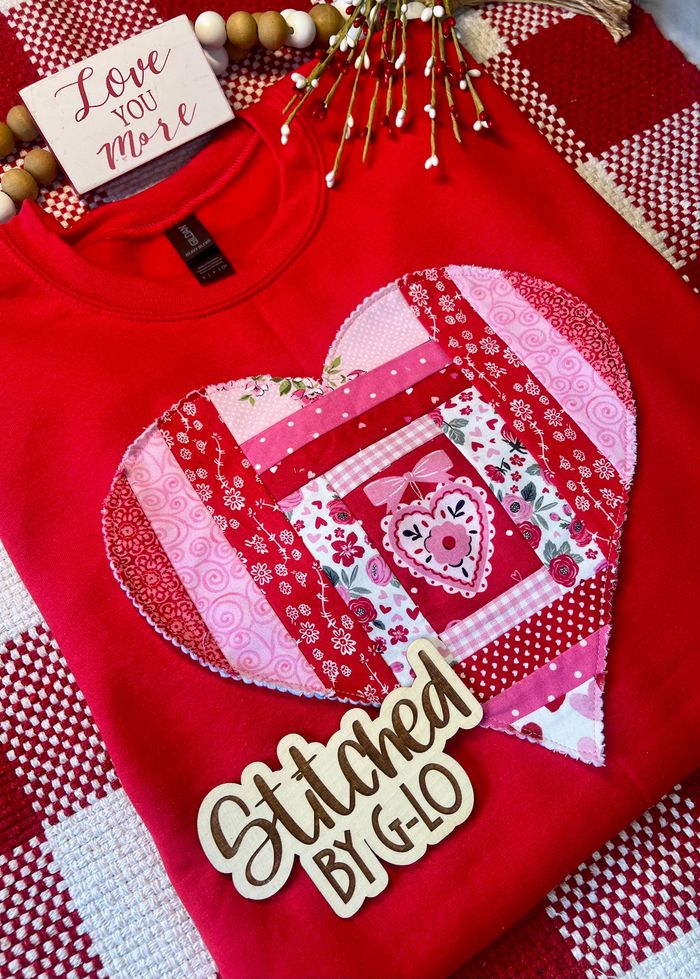 Custom handmade patchwork Valentines Day sweatshirt 