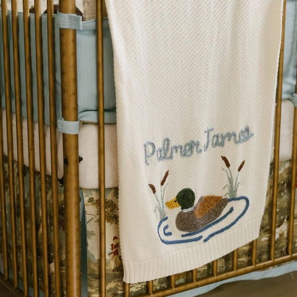 Custom embroidered mallard duck blanket