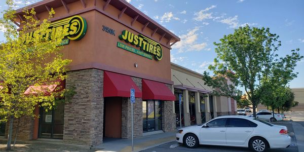 Outside of a Just Tires commercial building