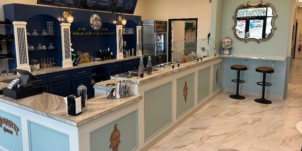 Inside of an ice cream shop in California