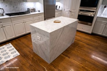 White Carrera Marble Custom, bespoke marble stone granite countertops fabrication and installation.