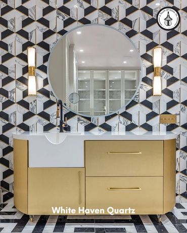 Sculptural elegance meets salone functionality bespoke stylist station features White Haven quartz