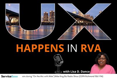 UX Happens in RVA
w/ Lisa D. Dance
show microphone & skyline of Richmond, VA over the James RVA
