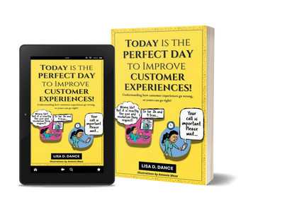 Tablet and Paperback Cover Images of "Today is the Perfect Day to Improve Customer Experiences" 