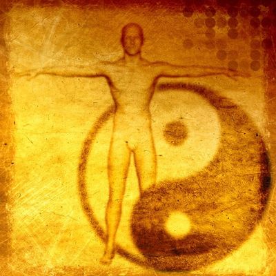 Human with yin and yang symbol