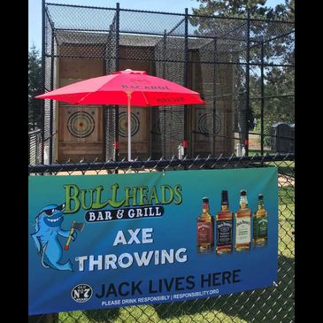 Beautiful outdoor ax throwing arena