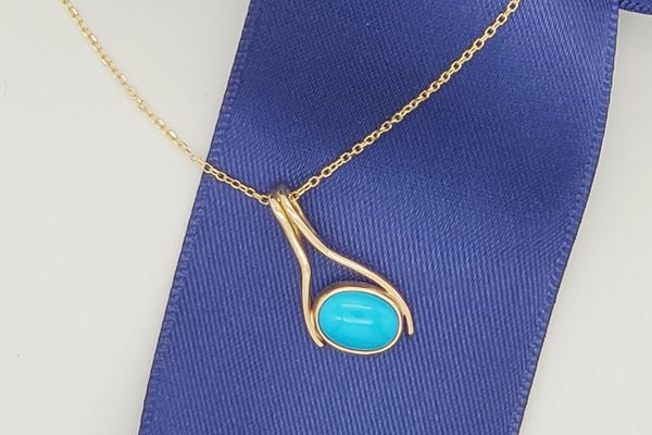 Gold and Turquoise Pendant Necklace