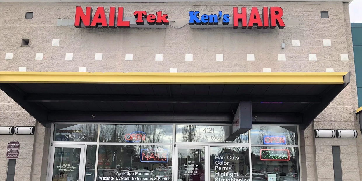 Elegant front view of our Portland nail and hair salon.