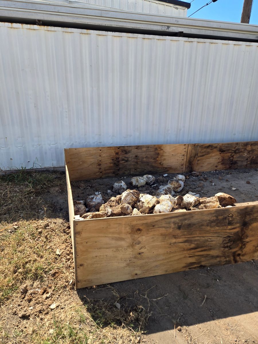 Spent mushroom blocks ready for compost