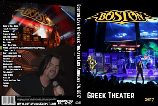 DVD cover of Boston's live 2017 concert at Greek Theater in Los Angeles.