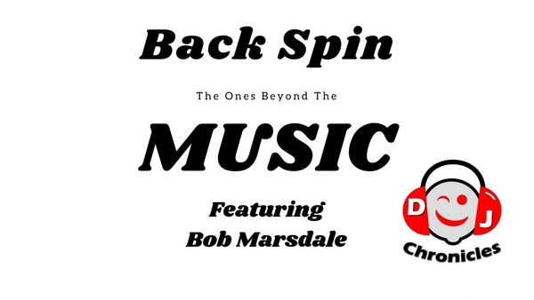 Text-based logo for a music show featuring Bob Marsdale with DJ Chronicles icon.