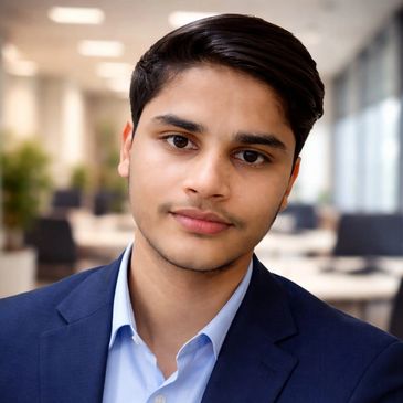 Young professional man in a suit looking confidently at the camera.