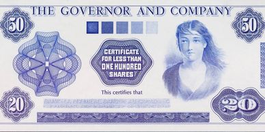 Vintage certificate design featuring a woman's portrait and ornamental details in blue.