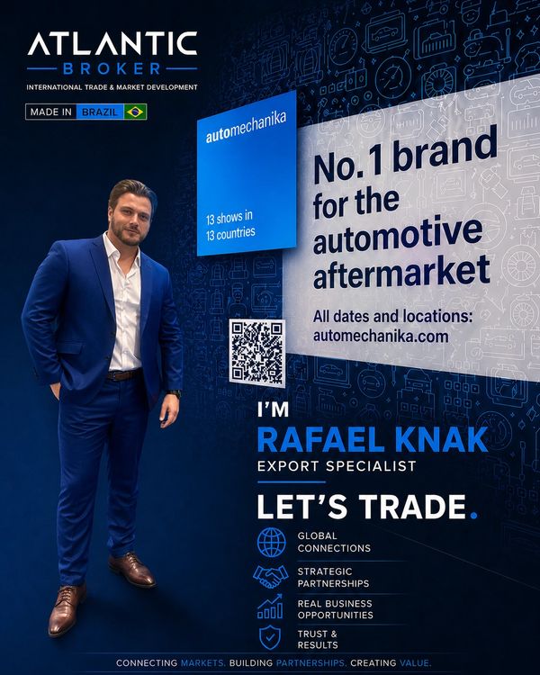 Rafael Knak, export specialist at Atlantic Broker, promotes automotive aftermarket trade.