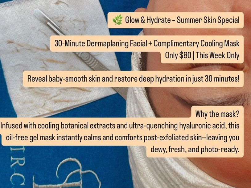 An image of a spa service with overlayed text describing our current sale. 