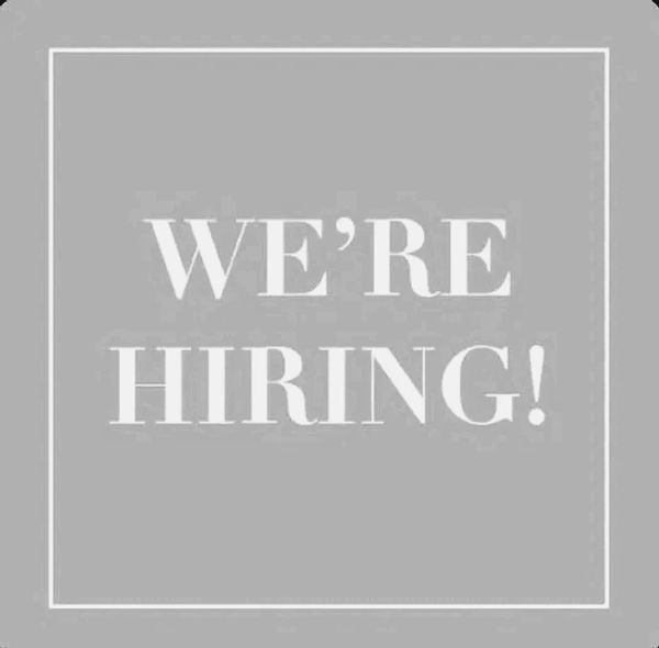 Text banner that reads, "We're Hiring."