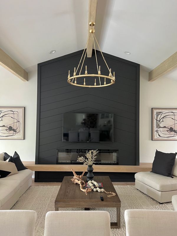 Chevron Fireplace & Bench