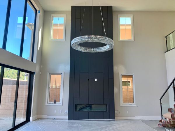 custom wood panel fireplace 