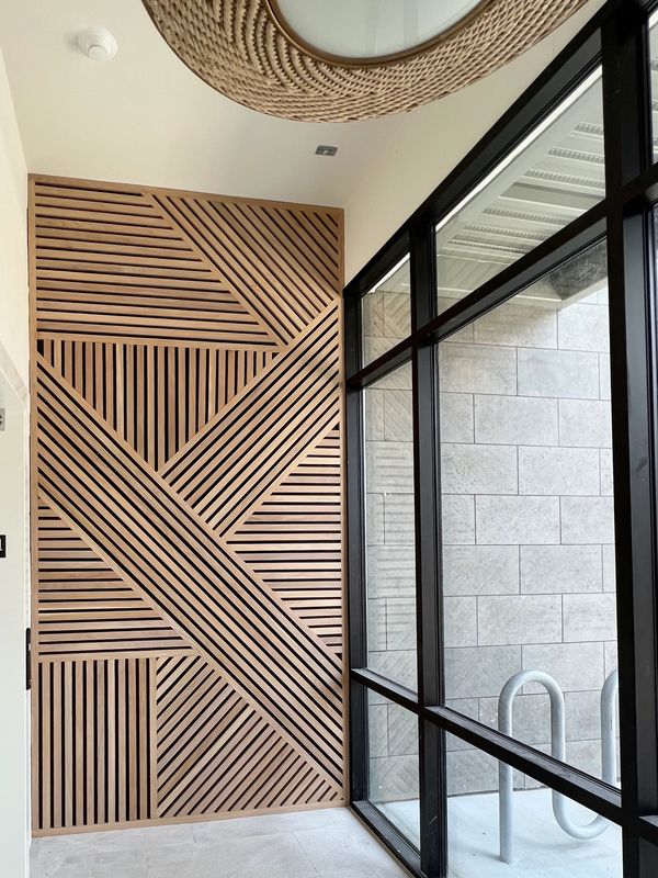 White Oak Geometric Wall