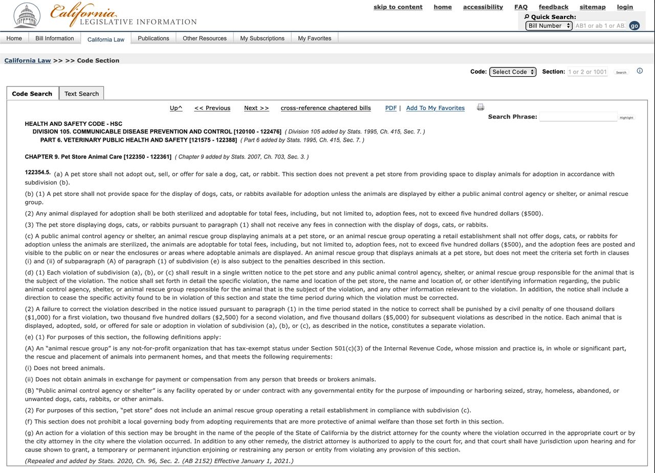 CALIFORNIA CODE 122354.: ADOPTION FEE SHALL NOT EXCEED $500
