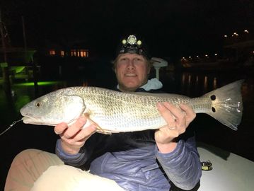 Redfish fly fishing night Indian River Lagoon Vero Beach Florida