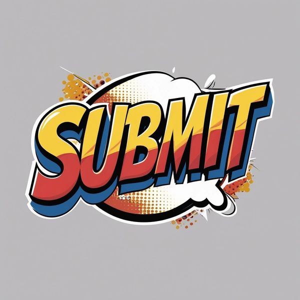 Comic-style word "SUBMIT" in bold colors.