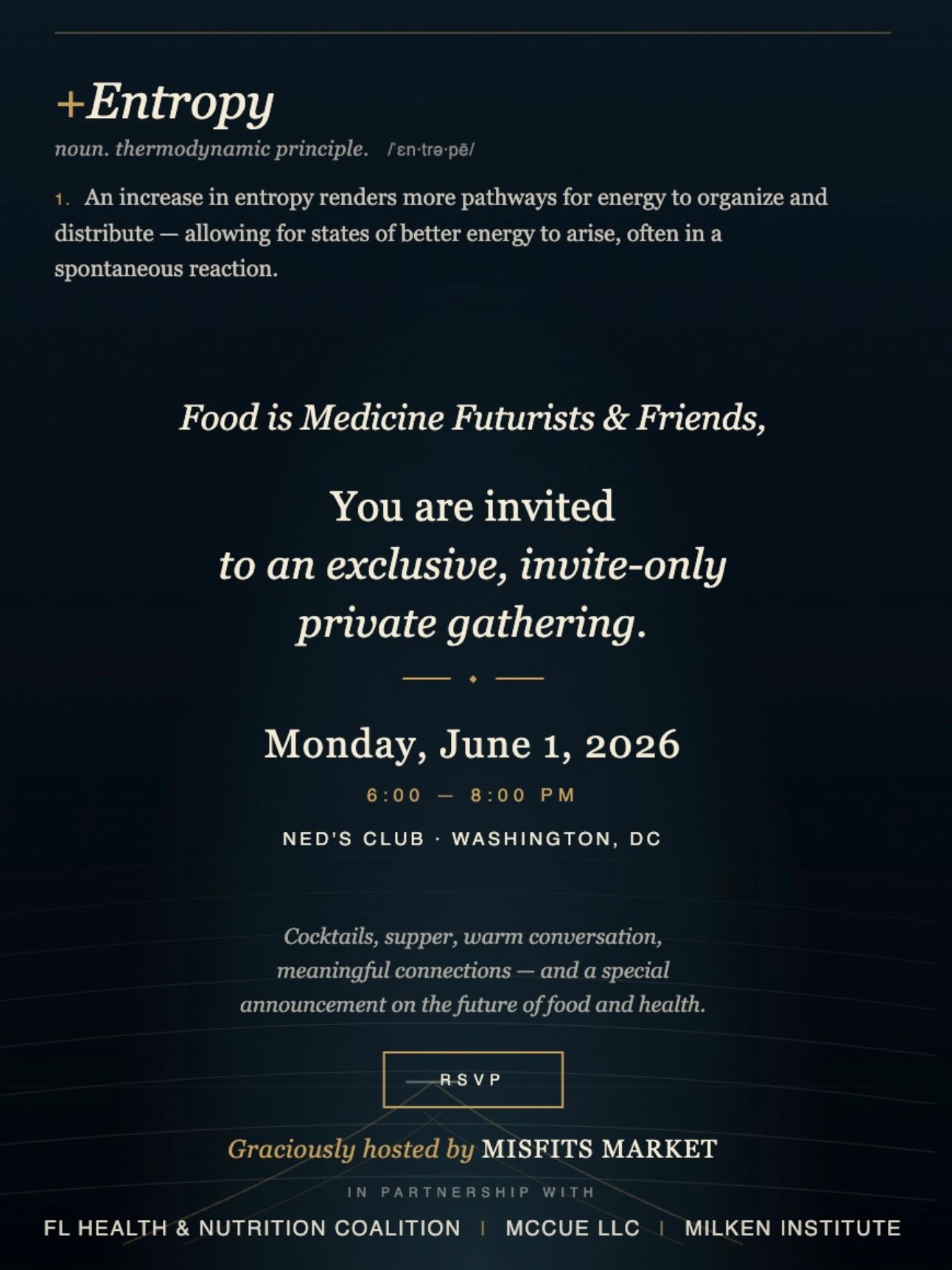 Invitation to a private Food is Medicine gathering on June 1, 2026, in Washington, DC.