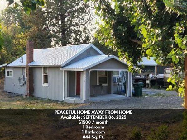 Small peaceful home with one bedroom and bathroom available for rent.